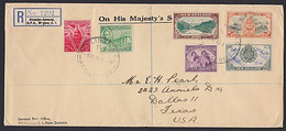 NEW ZEALAND - USA 1946 REGISTERED COVER PEACE ISSUE FRANKING. - Cartas & Documentos