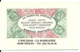 Carte Publicitaire L'ESCADAS à FIGEAC 46 - La VIGNETTE POSTALE - MARQUES POSTALES - Briefmarken (Abbildungen)