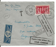 France Liaison Paris Cayenne 03/12/49 / YT 849 Non Réclamé Taxé - Cachets Commémoratifs