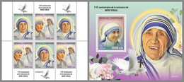 CENTRAL AFRICA 2020 MNH Mother Teresa Mutter Teresa Mere Teresa M/S+S/S - OFFICIAL ISSUE - DHQ2045 - Mother Teresa