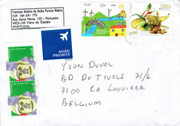 Letter "Avião Priority" From Viana Do Castelo To Belgium With 4 Stamps - Lettres & Documents