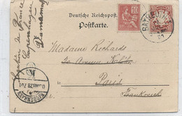 ALLEMAGNE  - Carte Postale De BAYREUTH Pour PARIS ( 22-jul 01 ) REEXPEDIE A KOPENHAGUE - Bavaria