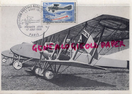 AVIATION-  PARIS- 17 AOUT 1968- 1 ERE LIAISON POSTALE REGULIERE 1918- LE BOURGET AU DEPART LES 2 LETORD SAINT NAZAIRE - Autres & Non Classés