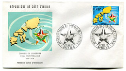 RC 19157 COTE D'IVOIRE N° 370 CONSEIL DE L'ENTENTE 1974 FDC 1er JOUR - TB - Ivoorkust (1960-...)