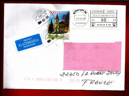 Lettre Hongrie CAD Budapest 20-03-2006 Tp Balatonfüred 600 Ft + étiquette Vignette 50 Ft - Poststempel (Marcophilie)