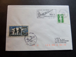 Enveloppe Flamme KOUROU Ville Spatiale, ARIANE 4, Lanceur Lourd Européen, Cachet 973 21h 26-2.1992 GUYANE - Amérique Du Sud