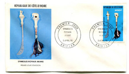 RC 19185 COTE D'IVOIRE PA N° 67 SYMBOLES ROYAUX AKANS 1976 FDC 1er JOUR - TB - Ivory Coast (1960-...)