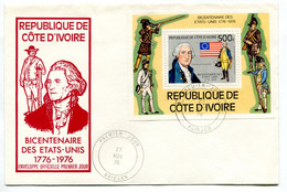 RC 19194 COTE D'IVOIRE BF N° 6 BICENTENAIRE DE L'INDÉPENDANCE DES ETATS UNIS BLOC FEUILLET 1976 FDC 1er JOUR - TB - Ivory Coast (1960-...)