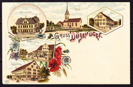 Vor 1900 Ungelaufene Litho AK Gruss Aus Dübendorf. Links Minime Mäuseknabber Spuren - Dübendorf