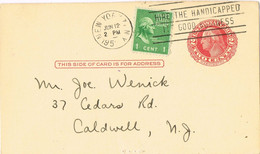 38386. Entero Postal NEW YORK (NY) 1955. Slogan Hancicapped - 1941-60
