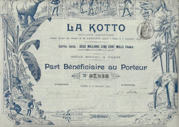 LA  KOTTO -CONCESSION COLONIALE - CONGO - TRES BELLE PART BENEFICIAIRE  ILLUSTREE DE 500 FRS -ANNEE  1907 - Africa