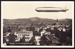 1934 Gelaufene Foto AK Aus Wetzikon Mit Zeppelin. Eckbug Links Unten - Wetzikon