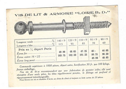 PARIS (XX) Carte Commerciale Publicitaire Illustrée Magnon Et Cie Vis De Lit Et Armoire 1930 - Paris (20)