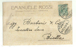 10615"EMANUELE ROSSI-GENOVA-OFFERTA LEGNAME DEL 1919 AI SIGG. BARBERIS DI BIELLA"CARTOLINA SPEDITA - Negozi