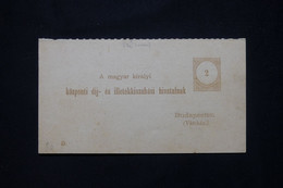 HONGRIE - Entier Postal ( Kozponti Dij - és Illetékkiszabasi Hivatalnak ) Pour Budapest En 1878 - L 78007 - Postwaardestukken