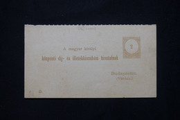 HONGRIE - Entier Postal ( Kozponti Dij - és Illetékkiszabasi Hivatalnak ) Pour Budapest En 1878 - L 78007 - Interi Postali