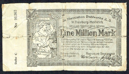 ALLEMAGNE - Die Rheinischen Stahlwerke - 1 Million Mark - 1.000.000 Mark - Usagé - Used -  N° 91363 - Année/Year 1923 - 20 Millionen Mark