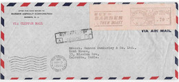 PANAM WW2 - 1940 US Transatlantic Airmail Cover Metered Stamp > INDIA Calcutta GPO - Censor - Atlantic Clipper Par Avion - Aerei