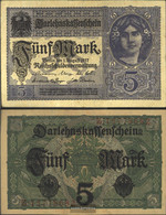 German Empire Rosenbg: 54c, 8stellige Kontrollnummer, Vs. Grauviolett Used (III) 1917 5 Mark - 5 Mark
