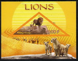 2014 Lions Imperf S/sheet Containing One Triangular-shaped Value U/M - Otros & Sin Clasificación