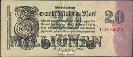 Deutsches Reich Rosenbg: 96c, Privatfirmendruck, 6stellige Kontroll-Nr. FZ + BZ Schwarz Gebraucht (III) 1923 20 Mio. Mar - 20 Miljoen Mark