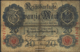 German Empire Rosenbg: 41 (rarely), With Watermark 20 Used (III) 1910 20 Mark - 20 Mark