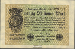 Deutsches Reich Rosenbg: 107e, Wasserzeichen Hakensterne 6stellige Kontrollnummer Gebraucht (III) 1923 20 Millionen Mark - 20 Mio. Mark