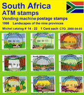 1998 Südafrika South Africa RSA ATM Stamps 14-18 Nine Provinces Series 00,01 CTO. Frama Automatenmarken Automatici - Vignettes D'affranchissement (Frama)