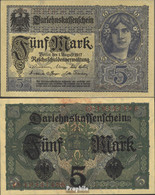 Deutsches Reich Rosenbg: 54b, 8stellige Kontrollnummer, Vs. Graublau Gebraucht (III) 1917 5 Mark - 5 Mark
