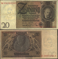 German Empire Rosenbg: 174a, Udr.-Bst.: F, Series: V-z Used (III) 1929 20 Reichsmark - 20 Mark