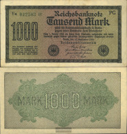 German Empire Rosenbg: 75m, Watermark Grid With 8, Green Kontrollnummer Used (III) 1922 1.000 Mark - 1000 Mark