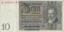 German Empire Rosenbg: 173a Udr.- Bst. B, Series: G-M, WZ. Thaer Used (III) 1929 10 Reichsmark - 10 Mark