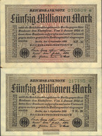 German Empire Rosenbg: 108e, Watermark Hakensterne 6stellige Kontrollnummer Used (III) 1923 50 Million Mark - 50 Miljoen Mark