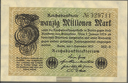 German Empire Rosenbg: 107e, Watermark Hakensterne 6stellige Kontrollnummer Used (III) 1923 20 Million Mark - 20 Millionen Mark