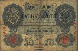 German Empire Rosenbg: 40a, 6-stellige Kontrollnummer Used (III) 1910 20 Mark - 20 Mark