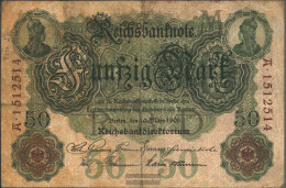 German Empire Rosenbg: 25b, 7stellige Kontrollnummer Used (III) 1906 50 Mark - 50 Mark