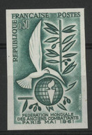 N° 1292 ESSAI NON DENTELE FEDERATION MONDIALE DES ANCIENS COMBATTANS. 50ct Vert. Neuf * (MH). TB. - Essais De Couleur 1945-…