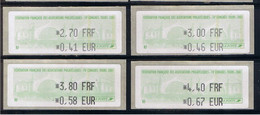 4 ATMs, 2.70FRF/0.41 EUR, 3.00/0.46, 3.80/ 0.58, 4.40/ 0.67€, 74éme CONGRES DE LA FFAP 2001,  LA GARE DE TOURS - 1999-2009 Illustrated Franking Labels