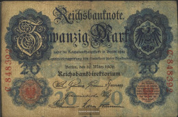 German Empire Rosenbg: 24a, 6stellige Kontrollnummer Used (III) 1906 20 Mark - 20 Mark