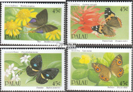 Palau-Inseln 366-369 (kompl.Ausg.) Postfrisch 1990 Blumen Und Schmetterlinge - Palau