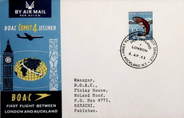 1963 New Zeland 1st BOAC Flight London - Auckland (Link Between Auckland And Karachi - Return) - Luftpost