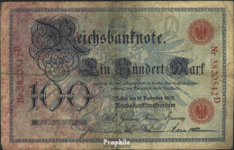 Deutsches Reich Rosenbg: 23a, Kontrollnummer 25 Mm Lang Gebraucht (III) 1905 100 Mark - 100 Mark