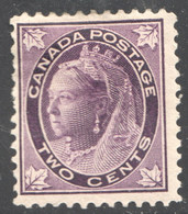 1897  Victoria - Maple Leaf  2 ¢ Scott 68 MH * - Unused Stamps