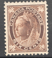 1897  Victoria - Maple Leaf  6 ¢ Scott 71  NG (*) - Unused Stamps