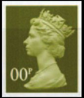 GREAT BRITAIN 2002 QII Machine 00 (6p) Yellow-Olive TRIAL IMPERF. - Proeven & Herdruk