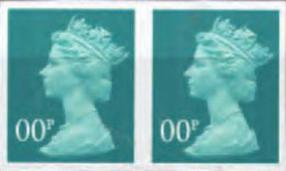 GREAT BRITAIN 2002 Machin Denomn. OO (20p) Bluish-greenish TRIAL PAIR - Ensayos, Pruebas & Reimpresiones