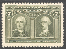 1908  Quebec City Tercentenary  7 ¢  Moncalm & Wolfe  Scott 100 MH * - Unused Stamps