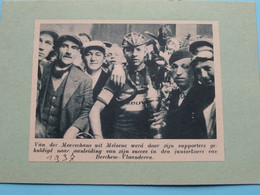 VAN DER MEERSCHANS Uit Melsene / Huldiging Juniorkoers BERCHEM - 1937 ( Zie Foto Voor Detail ) KRANTENARTIKEL ! - Cyclisme