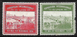 France  2  Vignettes  "Exposition Internationale De Lyon  "  1er Mai Au 1er Novembre 1914  Neuf B/AB     - Autres & Non Classés