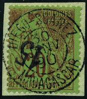 Fragment N° 4a, 15 Sur 20c Brique Sur Vert, Surcharge Renversée, T.B. - Altri & Non Classificati